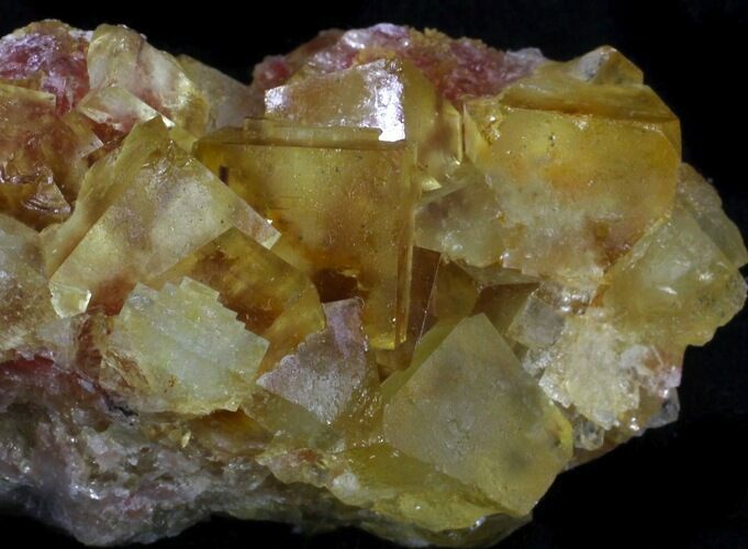 Yellow Cubic Fluorite Crystals - Morocco #37480